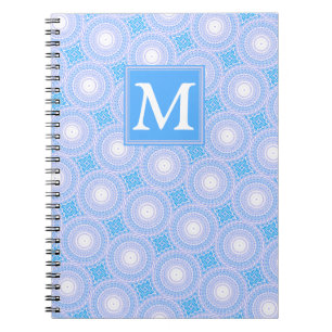 Monogram Electric blue circles pattern Notebook