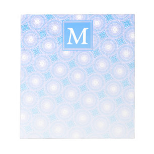 Monogram Electric blue circles pattern Notepad