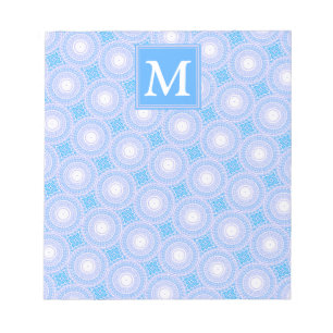Monogram Electric blue circles pattern Notepad