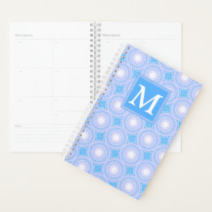 Monogram Electric blue circles pattern Planner