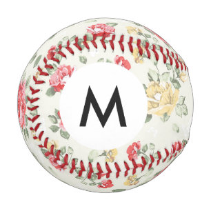 Monogram Elegance wallpaper pattern of pink roses Baseball