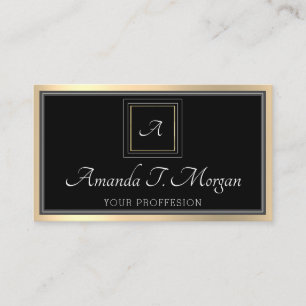 Monogram Elegant Appointment Gold Black Minimalism Business Card