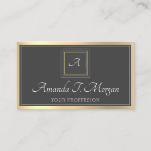 Monogram Elegant Appointment Grey Rose Framed Grey Business Card
