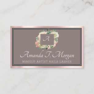 Monogram Elegant Appointment Rose Floral Frame Business Card