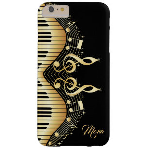 Monogram Elegant Black And Gold Music Notes Design Barely There iPhone 6 Plus Case