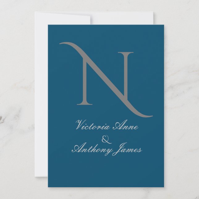 Monogram Elegant Black Gold Leaf Wedding Invitatio Invitation (Front)