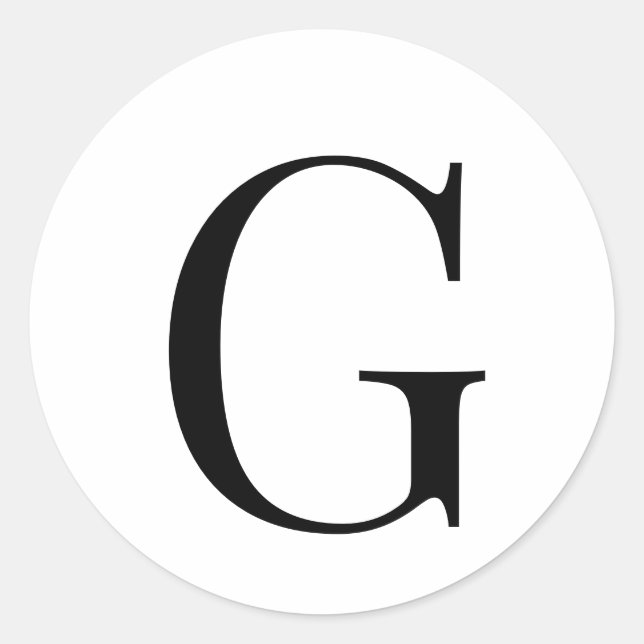 Monogram Elegant Black on White  Classic Round Sticker (Front)