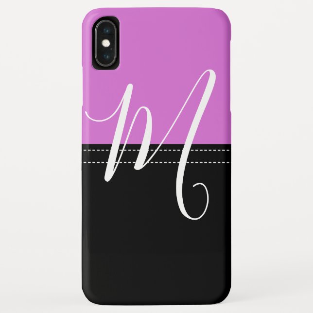 Monogram Elegant Black & Orchid Solid Colour Case-Mate iPhone Case (Back)