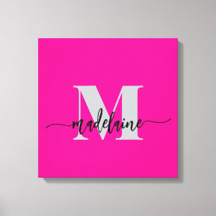 Monogram Elegant Black Pink Personal Canvas Print