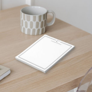 Monogram Elegant Black & White Border Stationery Notepad