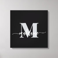 Monogram Elegant Black White Personal