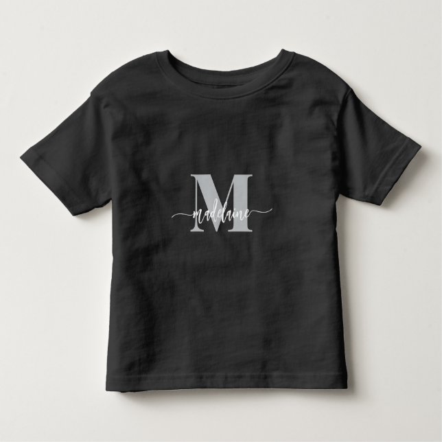 Monogram Elegant Black White  Toddler T-Shirt (Front)