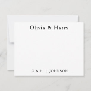 Monogram Elegant Black White Wedding Note Card