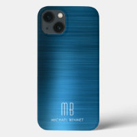 Monogram Elegant Blue Brushed Metal