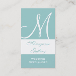 Monogram Elegant Blue Business Card