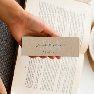 monogram elegant bookmark wedding favour mini business card