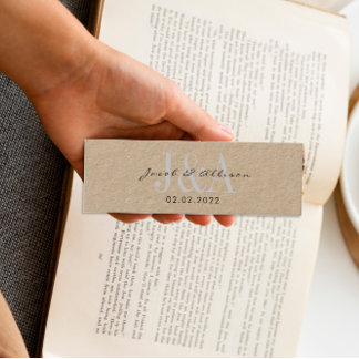 monogram elegant bookmark wedding favour mini business card
