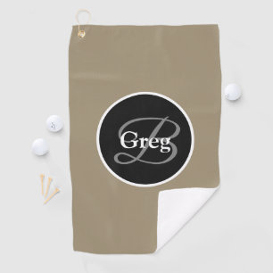 Monogram Elegant Brown Black Golf Towel