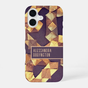 Monogram elegant brown gold retro vintage pattern iPhone 16 case