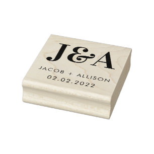monogram elegant chocolate wedding favour classic  rubber stamp