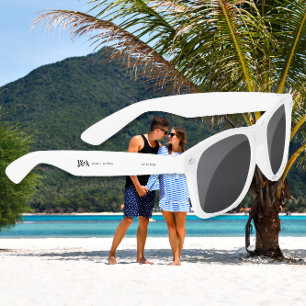 monogram elegant chocolate wedding favour sunglasses
