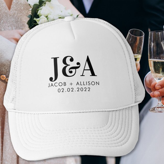 monogram elegant chocolate wedding favour trucker hat (Creator Uploaded)