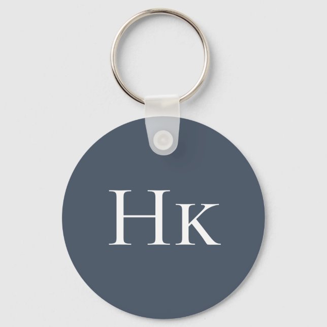 Monogram Elegant Classic Navy Monogrammed Initial Key Ring (Front)