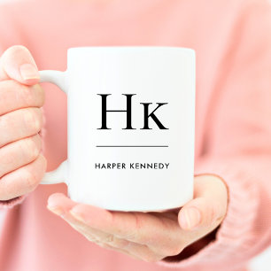 Monogram Elegant Classic Personalised Initial Name Coffee Mug