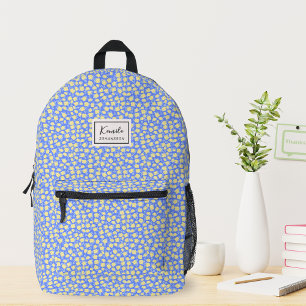 Monogram Elegant Coquette Yellow Floral Printed Backpack