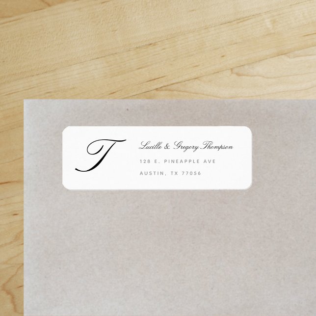 Monogram Elegant Custom Family Return Address ("Everyday is abundantly beautiful." 
Sincerely Best Wishes from Lucky Design World)