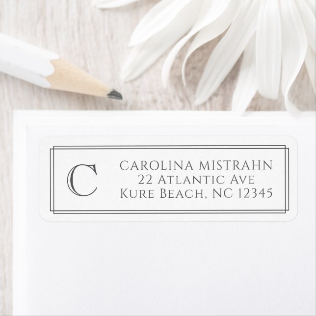 Monogram Elegant Dark Grey Border Stationery (Insitu)