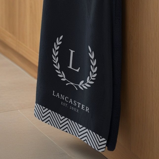 Monogram Elegant Farmhouse Modern Minimalist Name Tea Towel (Creator Uploaded)