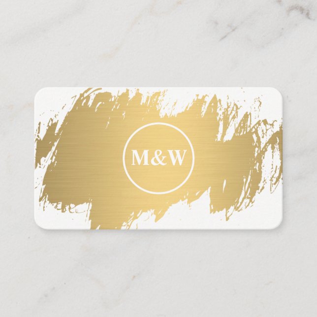 Monogram Elegant Faux Gold Grunge Business Card (Front)