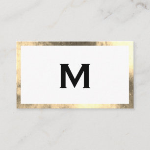 Monogram Elegant Faux Golden Border Business Card