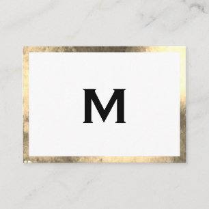 Monogram Elegant Faux Golden Border Business Card