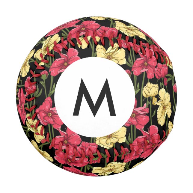 Monogram Elegant floral pattern 2 Baseball (Front Left)