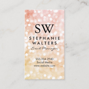 Monogram Elegant Glamour Glitter Business Card