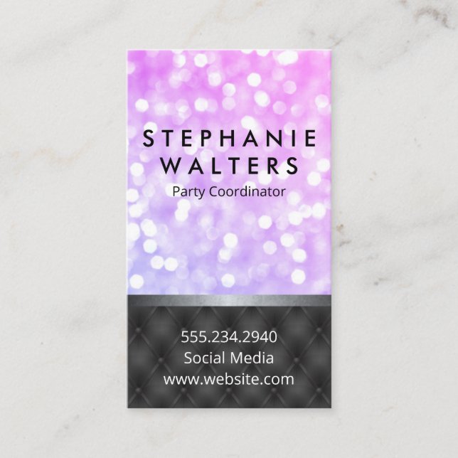 Monogram Elegant Glamour Glitter | Upholstered Pad Business Card (Front)