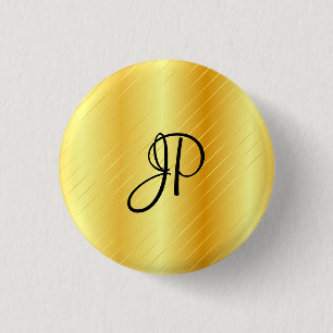 Monogram Elegant Gold Look Template Modern 3 Cm Round Badge