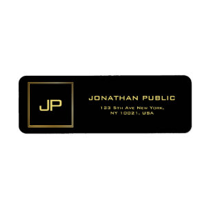 Monogram Elegant Gold Text Name Modern Return