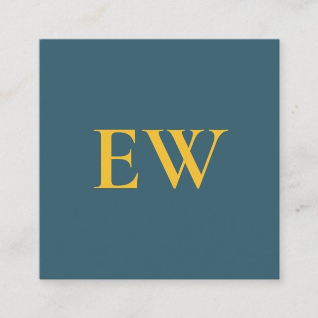 Monogram Elegant Green Blue Professional Square Business Card (Front)