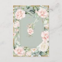 Monogram Elegant Green Floral Roses Letter I 