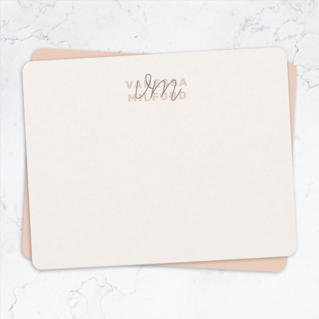 Monogram Elegant Ivory Cream Blush Pink Modern Card (Creator Uploaded)