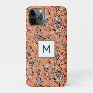 Monogram Elegant Leaves Berries Orange Watercolor Case-Mate iPhone Case