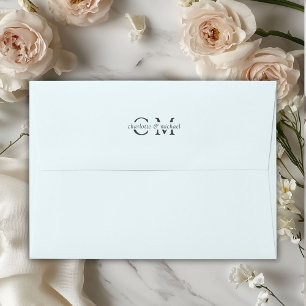 Monogram Elegant Light Blue Envelope