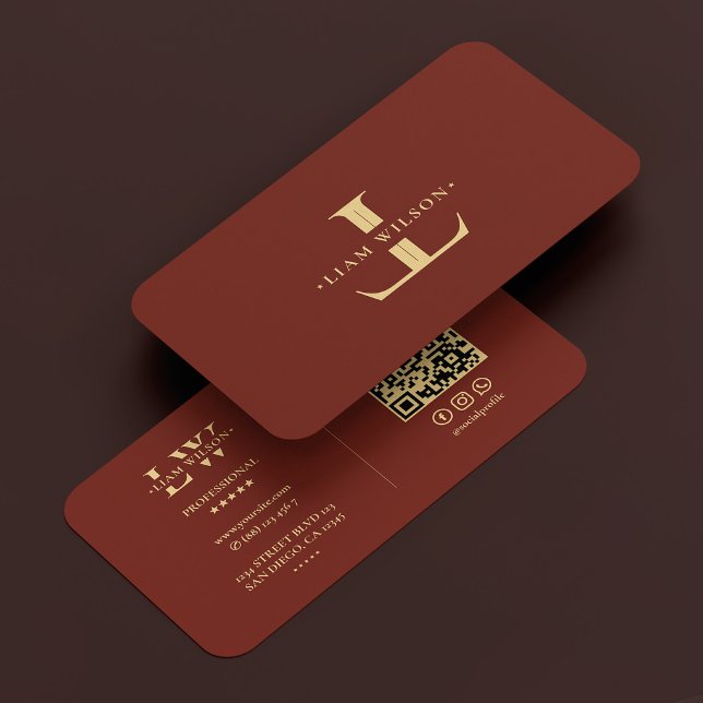 Monogram Elegant Logo L Modern Dark Terracotta Business Card (Monogram Elegant Logo L Modern Dark Terracotta Business Card
)