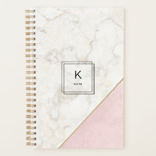 Monogram Elegant Marble Minimalist Rose Gold Planner