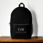 Monogram Elegant Minimal Black<br><div class="desc">Upgrade your everyday style with the Monogram Elegant Minimal Black Printed Backpack. This sophisticated backpack features a chic sage green design with an elegant monogram, customisable with your initials. Crafted from durable materials, it offers spacious compartments, a padded laptop sleeve, sturdy zippers, and convenient side pockets. The comfortable padded straps...</div>