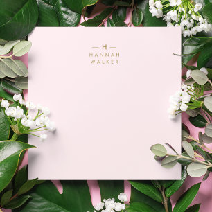 Monogram Elegant Minimal Blush Pink and Gold Card