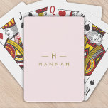 Monogram Elegant Minimal Blush Pink and Gold Playing Cards<br><div class="desc">A simple stylish custom monogram design in a gold modern minimalist typography on an elegant pastel blush pink background. The monogram initials and name can easily be personalised along with the feature line to make a design as unique as you are! The perfect bespoke gift or accessory for any occasion....</div>